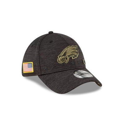 Black Philadelphia Eagles Hat - New Era NFL Salute To Service 39THIRTY Stretch Fit Caps USA5439671